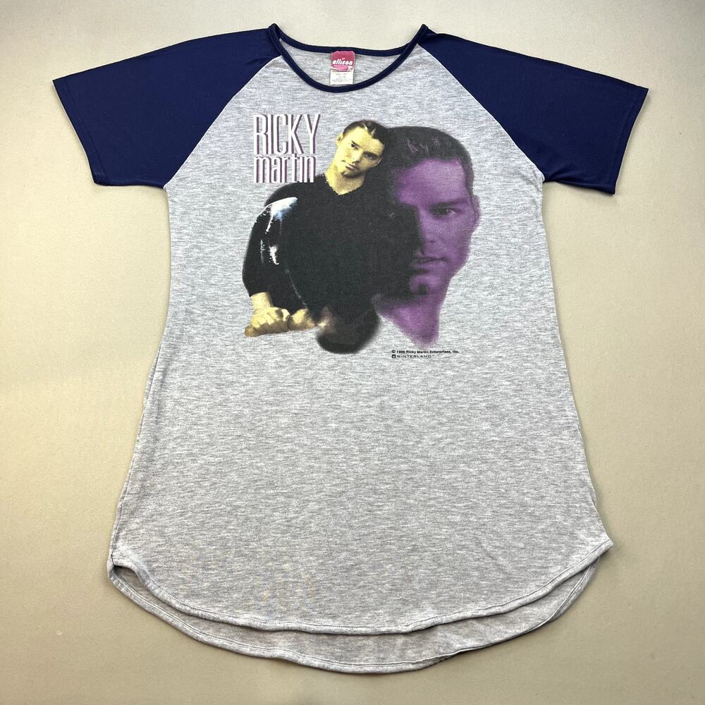 Vintage Ricky Martin T-Shirt Womens XL 14-16 Gray Winterland La Vida Loca 90s